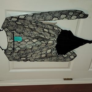 Deep V snake skin body suit